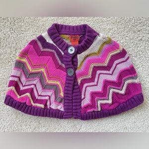 Missoni For Target Girl’s XS Chevron Shawl Knit Sweater Purple Pink Poncho